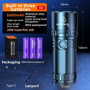 SUPERFIRE | Super Bright Multifunctional High Power White Laser Flashlight