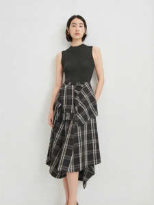 Vero Moda | Detachable Design Plaid Knitted Dress High-Quality