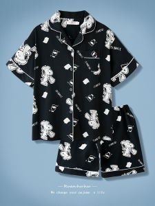 ชุดนอนผ้าฝ้ายแท้แขนสั้นสำหรับคู่รัก ฤดูร้อน 2025 ใหม่บาง ฤดูใบไม้ผลิและฤดูใบไม้ร่วง ชุดนอนชาย ชุดนอนผ้าฝ้ายแท้ 2024 ฤดูร้อน