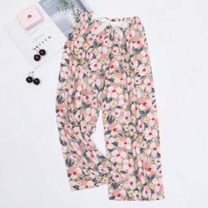 Breathable Loose Pants With Floral Print