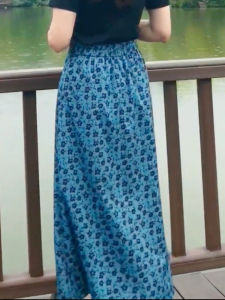 French Lazy Style Floral Elastic High Waist Draped Skirt Summer New Arrival Commuter Long Skirt Womens plus Size Half-length Skirt