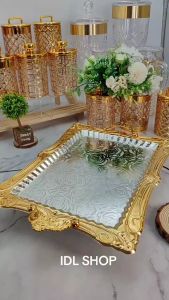 Dulang Hantaran Keemasan Dulang Hidangan Dulang Majlis Perkahwinan Rectangle Wedding Serving Tray Gold Deco Tray   Table Decor Tray Kitchen Counter Decor Tray