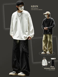 SZON | Mens Cotton Long Sleeve T-shirt and Casual Pants Set Autumn Fashion