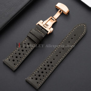 18mm 19mm 20mm 22mm Breathable Porous Quick Release Vintage Racing Leather Watch Strap for Seiko for Rolex Replacement Watchband