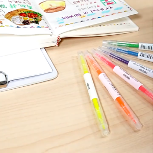 ปากกาไฮไลท์ ปากกาเน้นข้อความสี มาร์กเกอร์ 2 หัว 6 สี นีออน Highs ขีดเน้นข้อความได้ง่าย BS01