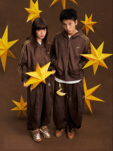 JNXS | Imitation Suede Star Webbing Loose Fit Casual Set