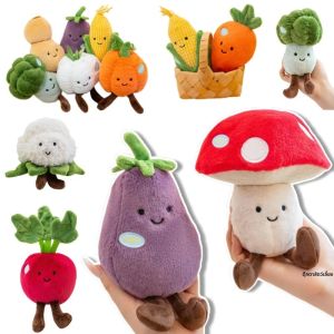 20 ซม.การ์ตูนผักตุ๊กตาPlushแครอทBroccoliฟักทองมะเขือยาวข้าวโพดเห็ดPlushของเล่นตกแต่งบ้านของขวัญเด็ก