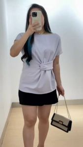 2730 elsa scuba top polos blouse kerja shoulder top