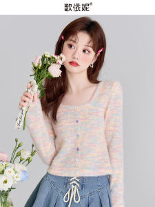 HEYINI | Áo Thun Sweater Cổ Vuông Tay Dài Đa Màu