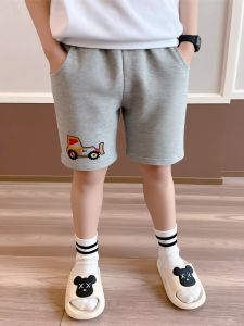 Pure Cotton Summer New Style Childrens Shorts Boys Cartoon Digger Five-Quarter Pants Breathable Comfortable Casual Pants