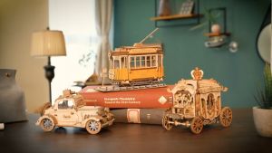 Đồ chơi lắp ghép gỗ Bộ 3 Phương tiện Giao thông Cổ điển Retro Transportation Robotime