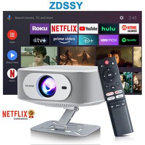 ZDSSY New arrivals P92Max Netflix Licensed Projector with Wifi Bluetooth 4K Movie HD Home CinemaMini Portable1080P Native Outdoor Movie Projector Auto Keystone/Electric Focus Smart Android 13 NTV 12000 Lumen Built-in Apps