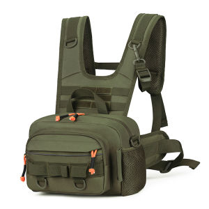 Tactical Fishing Backpack with Rod Holders Lure Chest Bag Gear Storage Bag Molle Outdoor Hiking Fanny Pack Hunting Rig Pouch