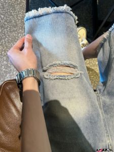 Quần Short Denim Rách American Cạp Vừa Mùa Hè Cho Nam Quần Thường Ngày Quần Ống Đứng Quần Ống Thẳng Quần Ngắn Quần Thường Ngày