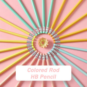 1pcs Macaron Colored Rod Pencil Triangle Upright Environmental Protection Belt Rubber Head HB Pencil