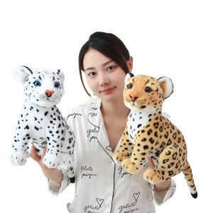 23/27/33CM Lifelike Forest Lion Snow Leopard Plush Toys Simulated Animal Black Leopard Dolls Creative Birthday Decoration Gifts