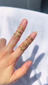 Cincin Aesthetic Emas Asli Kadar 700 70 16K Love V Terbaru