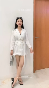 korean blazer white formal office trench coat design for women formal attire terno plus size XS-2XL