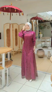 AMELANIA gamis brukat gaun brokat payet mewah utk pesta kondangan lamaran seserahan bridesmaid seragam wisuda