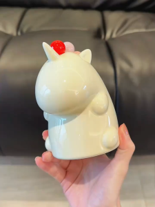 304 Stainless Steel Unicorn Fruit ForkHome High-end Storage Jar Set Childrens Safe Cute Small ForkCeramic Handle Easy Clean