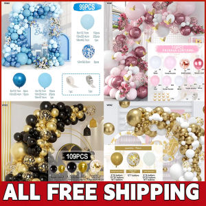 Free Shipping 118 Pcs Balloon Set Arch Purple Pink Metallic Balloon Garland Balloon Chain Glue Latex Birthday Part Balloon Set Rose Gold Pink Garland Balloon Latex Arch Confetti Birthday Party Wedding Decoration
