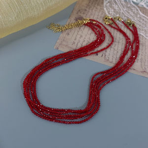 Red Pointed Crystal Birth Year Necklace: A New Year Exquisite Thin & Glittering Choker