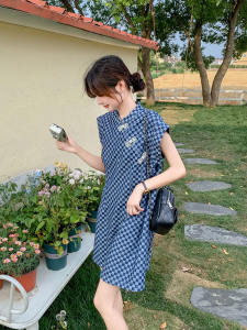 New Chinese Style Denim Dress Womens 2025 New Summer Luxury Sensation Small Size Cheongsam Skirt Fashionable Casual Dress