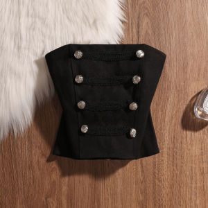 French Style Spicy Girl Strapless Crop Top Women Outerwear Suit Inner Sweet Spicy Design Sense Halter Top Fashionable Short