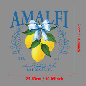 Amalfi Lemon Italy La Dolce Vita Print Trendy Clothing Graphics Wash-Resistant Iron-On Transfers for DIY Clothing Projects