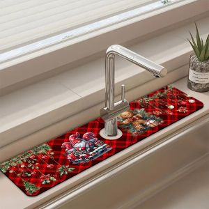 VIKAMA Christmas Faucet Absorber Mat Christmas Decoration Home Decoration Bathroom Kitchen Countertop Accessories