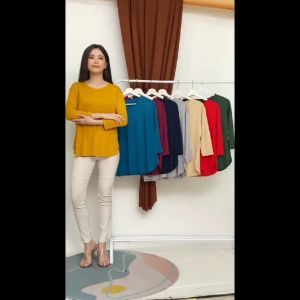 Kaos Wanita Lengan 7/8 Model Oval Bahan Spandeks Rayon Premium