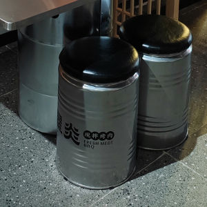 Smokeless Stainless Steel Barbecue Table Oil Drum Industrial Style Hot Pot Table Commercial Korean Japanese Grill Electric Carbon Barbecue Table and Chair