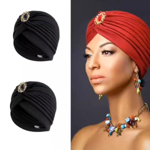 Rhinestone Turban Cap Ethnic Headpiece Bohemian Style Headwrap for Women Party Wear