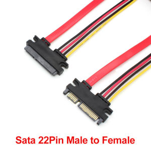OULLX SATA Male to Female Adapter Cable Converter 22Pin Sata With 7pin+15pin FeMale to FeMale SATA Power Data Cable 30/50cm