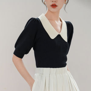 French Style Slim Short Sleeve Knitted Sweater