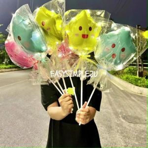 Small Mini Twinkle 4 Point Star Four-Pointed Emoji Face Star Moon Cloud Sun Shape Bulan Balloons
