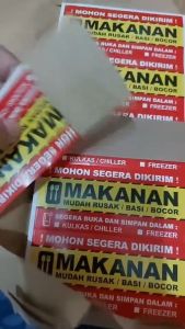 STICKER PENGIRIMAN MAKANAN FRAGILE (100 pcs) uk. 5 x 10 cm GLOSSY
