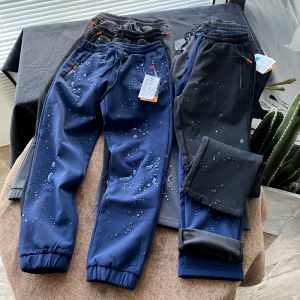 No Fear of Wind and Rain! Outdoor Cold Resistance! Fall and Winter Fleece Lined Padded Warm Keeping Waterproof Windproof Business Sports Casual Pants