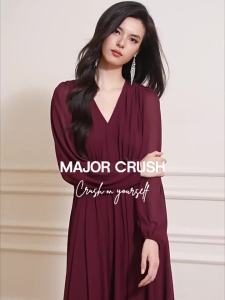 Vintage V-neck Red Rum Color Elegant Long Dress