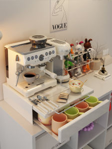a Life Desktop Coffee Machine Organizer Rack Tea Bag Capsule Storage Box Rectangular Iron Painted Dustproof Drawers Included