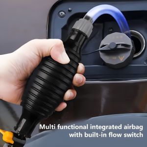 Portable Siphon Pump Kit with 100cm/39.37inch Hose Fuel Transfer Pump with Flow Control Valve & 2 Clamps for Gasoline Water