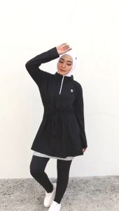 HITJAB - Tunik Serut Olahraga Wanita Untuk Bersepeda Lari Senam Padel 8809