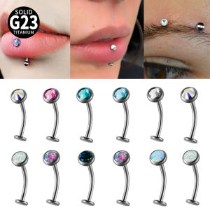 1PC F136 Titanium Classic Eyebrow Piercing Inlaid Opal Zircon Internal Thread Banana Curved Lip Navel Piercing Piercing Jewely