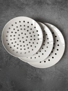 Ceramic round Multi-Hole Steaming Tray Fruit Tray Steamed Fish Tray Steamed Seafood Tray Dumpling Tray Drainage Steaming Grid