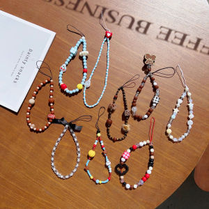 Gray Star Mobile Phone Lanyard Short Sweet Cool Beaded Chain Key Portable Anti-Lost Camera Accessory Trendy Ins Personalized