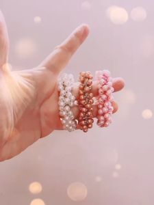 Korean style pearl hairband beauty girl personalized hair rope bracelet dual-purpose hair rope(Ready stock)