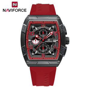 NAVIFORCE นาฬิกาผู้ชายกันน้ำนาฬิกาข้อมือควอตซ์โครโนกราฟลำลองแนวสปอร์ตของแท้พร้อม NF8052จอแสดงปฏิทินหน้าปัดดิจิตอลเรืองแสง