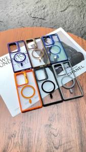 For Magsafe Magnetic Solid Color Lens Bracket Phone Case For Samsung S25 Ultra S23 S22 S24 Ultra Plus Acrylic Transparent Cover