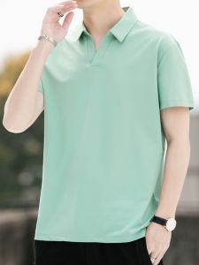 Casual Short Sleeve Polo Shirt for Men Fashionable Summer New Business T-Shirt Standard Fit Youth Popular Long Velvet Cotton