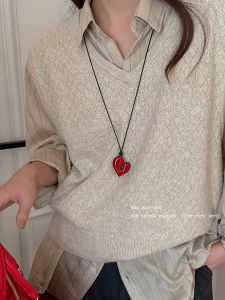 South Korea Fever Bloggers Same Style Heart Pendant Necklace Long Sweater Chain Womens Accessories Clavicle Chain Neck Chain Jewelry